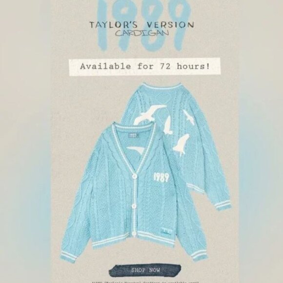 Taylor Swift 1989 Taylor's Version Cardigan Sweater BNIP Extra Small/Small - Picture 1 of 7